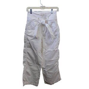 Citizens Of Humanity Noelle Belted Cargo Jeans White Cropped Organic USA Size 23